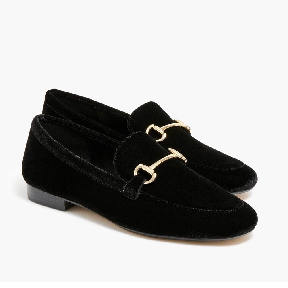 J. Crew- Velvet Bit Loafers, Black, Size 8